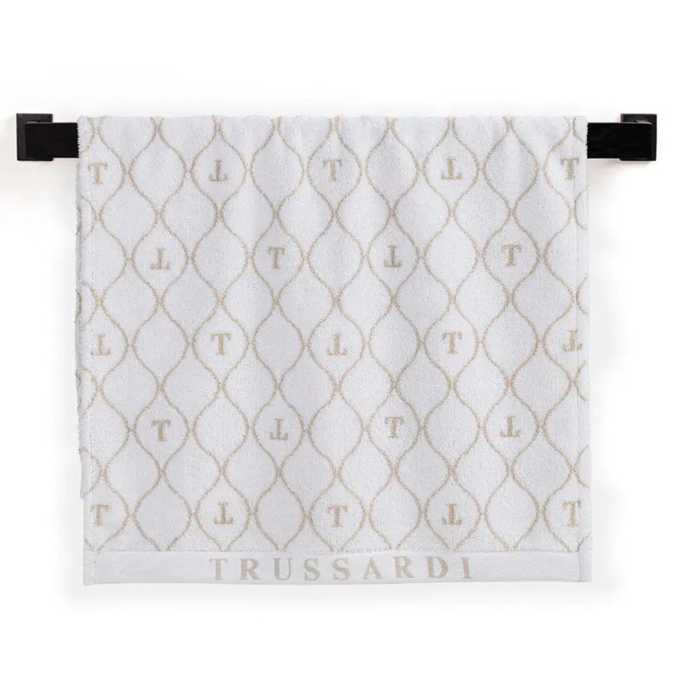 Toalha Rosto Speciale Branca / Bege Trussardi