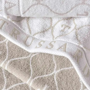 Toalha Rosto Speciale Branca / Cinza Trussardi