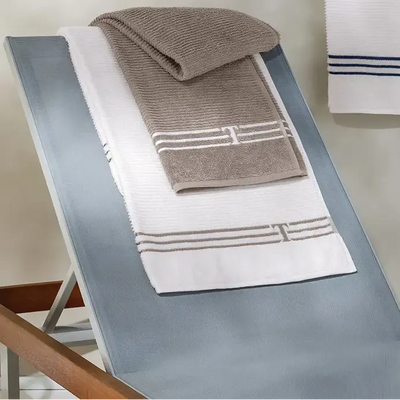 Toalha de Praia Isola Branco / Legno 100% Algodão Trussardi
