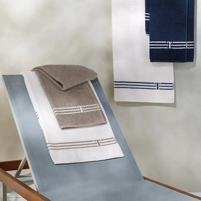 Toalha de Praia Isola Branco / Marino 100% Algodão Trussardi