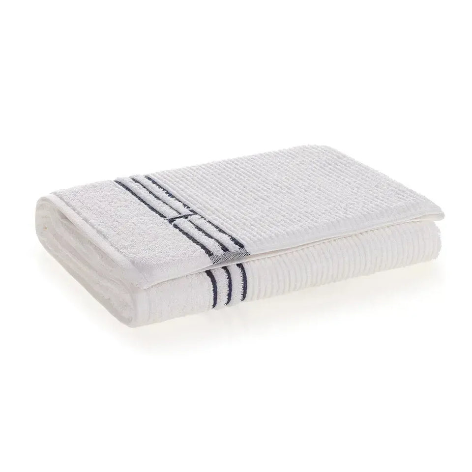 Toalha de Praia Isola Branco / Marino 100% Algodão Trussardi
