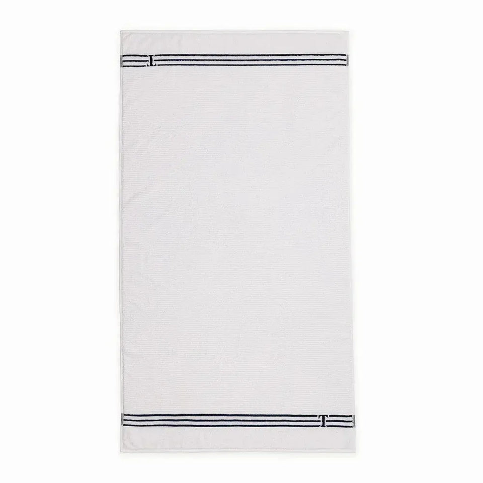 Toalha de Praia Isola Branco / Marino 100% Algodão Trussardi