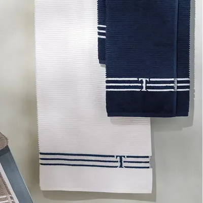 Toalha de Praia Isola Marino / Branco 100% Algodão Trussardi
