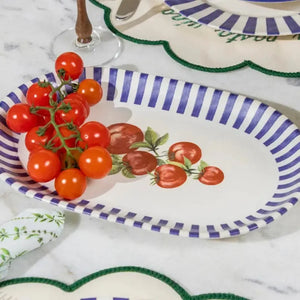 Travessa Aquarelle Pomodoro e Basilico Cerâmica Listras Azul 34x22cm