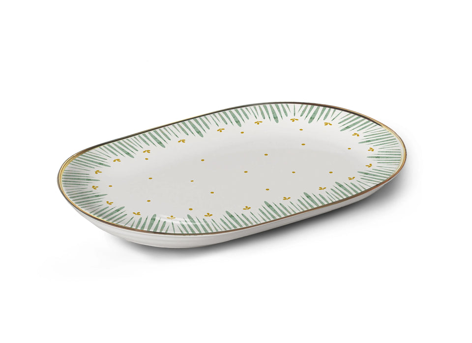 Travessa Cerâmica Donatella Filete Ouro 34,4x22,2cm Alleanza