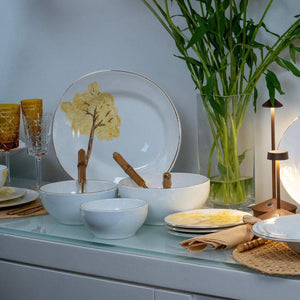 Travessa Grande Cerâmica Ypê Amarelo com Filete de Ouro 42x33cm Scalla