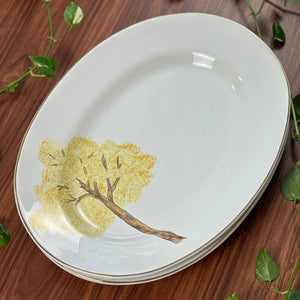 Travessa Grande Cerâmica Ypê Amarelo com Filete de Ouro 42x33cm Scalla