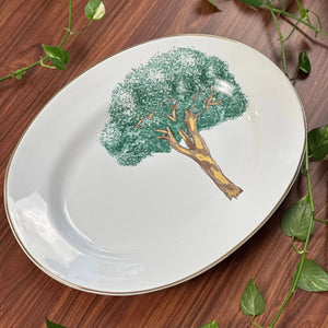 Travessa Grande Cerâmica Ypê Verde com Filete de Ouro 42x33cm Scalla