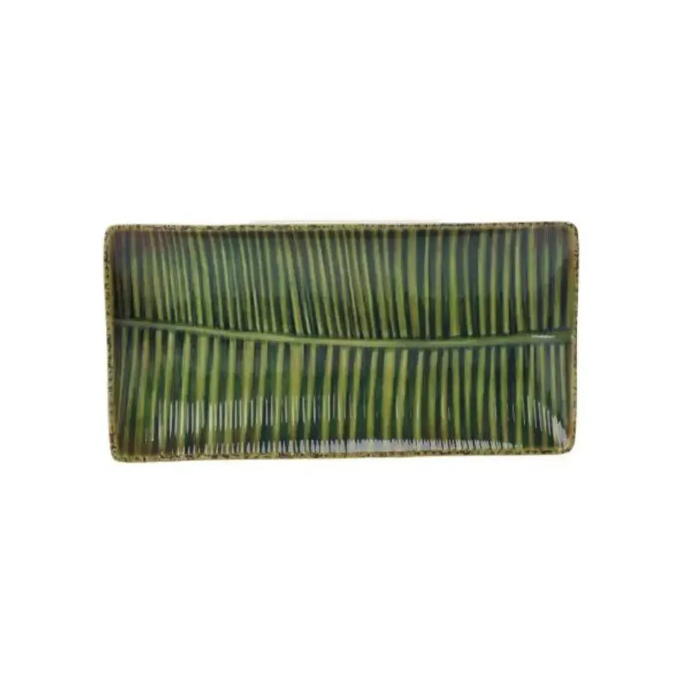 Travessa Melamina Desenho 3D Folha 32,2x16x3,2cm