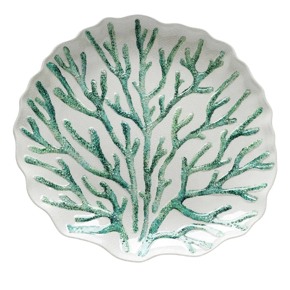 Travessa Melamina Desenho Coral Verde 42,7x40,3x4,5cm