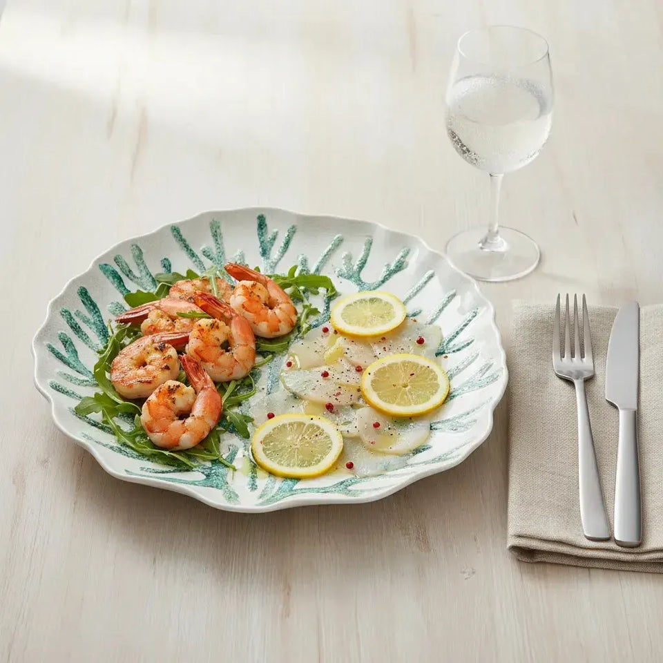 Travessa Melamina Desenho Coral Verde 42,7x40,3x4,5cm