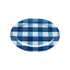 Travessa Oval Melamina Xadrez Azul 50,4x35,4x2cm