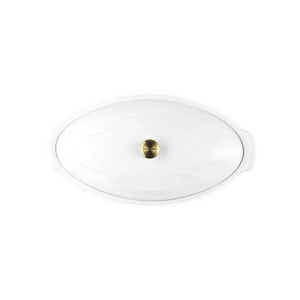 Travessa Oval para Peixe Cerâmica Com Tampa Heritage Branca 34cm Le Creuset