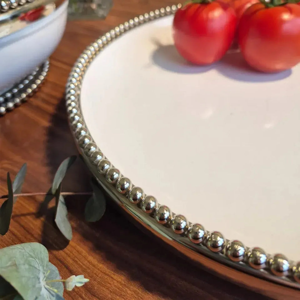 Travessa Redonda de Cerâmica Bolinhas Object Bahali 34cm