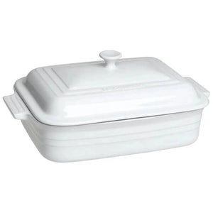 Travessa Retangular Cerâmica Com Tampa Branco 32cm Le Creuset