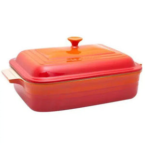 Travessa Retangular Cerâmica Com Tampa Laranja 32cm Le Creuset