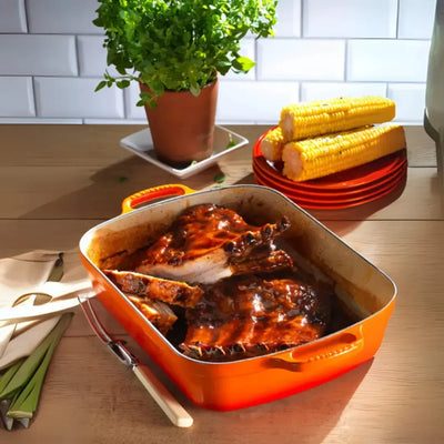 Travessa Retangular com Alças Cerâmica Signature Laranja 37cm Le Creuset