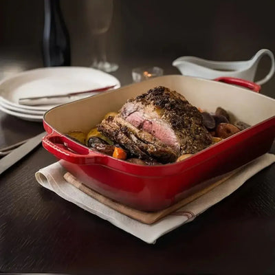 Travessa Retangular com Alças Cerâmica Signature Vermelha 33cm Le Creuset