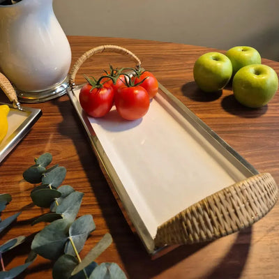 Travessa Retangular de Cerâmica com Alças Object Bahali 3,5x36x18cm