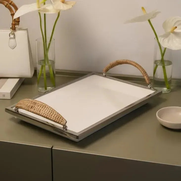 Travessa Retangular de Cerâmica com Alças Object Bahali 3,5x38x28cm