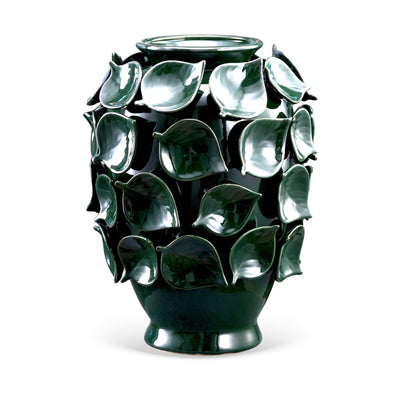 Vaso Cerâmica Folhas Verde Urbano 35x27cm