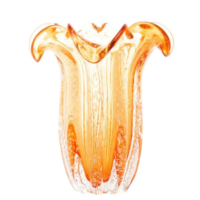 Vaso de Vidro Flat Italy Murano Ambar 22x27cm