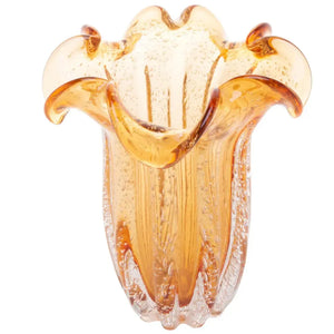 Vaso de Vidro Flat Italy Murano Ambar 22x27cm