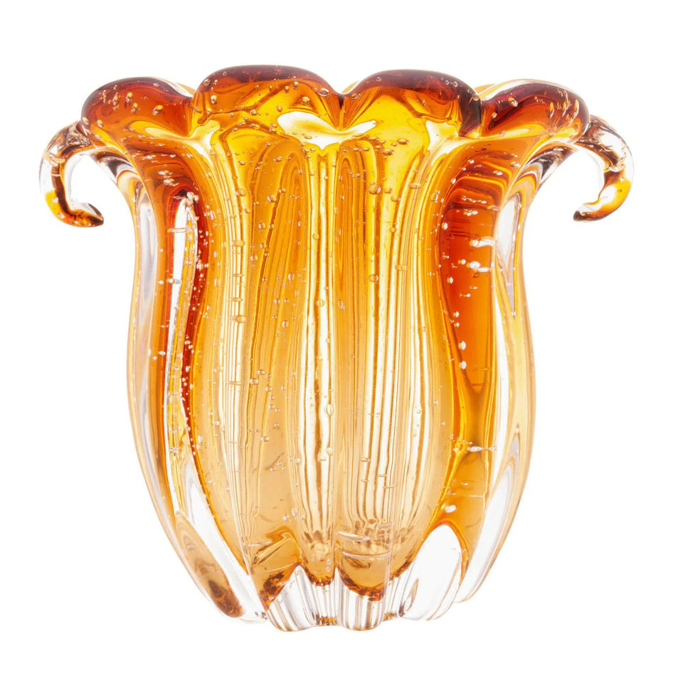 Vaso de Vidro Italy Murano Ambar 17x14x16,5cm