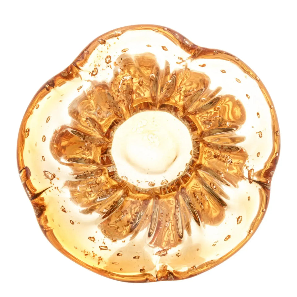 Vaso de Vidro Italy Murano Âmbar e Dourado 11,5x13cm