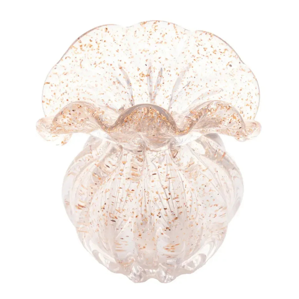 Vaso de Vidro Italy Murano Dourado 15x13x16cm