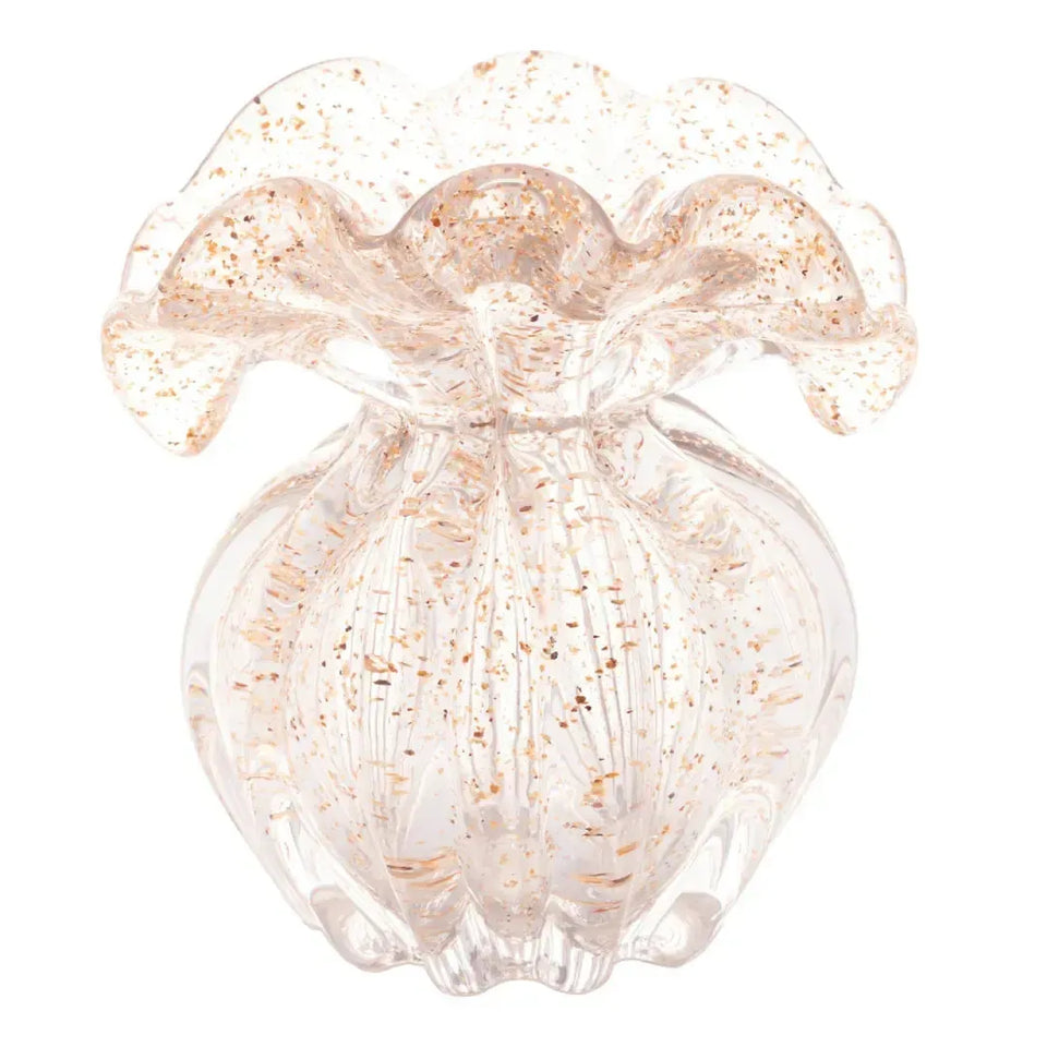 Vaso de Vidro Italy Murano Dourado 15x13x16cm