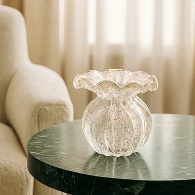 Vaso de Vidro Italy Murano Dourado 15x13x16cm