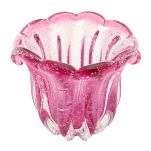 Vaso de Vidro Italy Murano Rosa 15x12x12,5cm