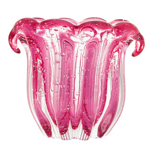 Vaso de Vidro Italy Murano Rosa 15x12x12,5cm