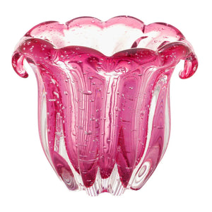 Vaso de Vidro Italy Murano Rosa 15x12x12,5cm