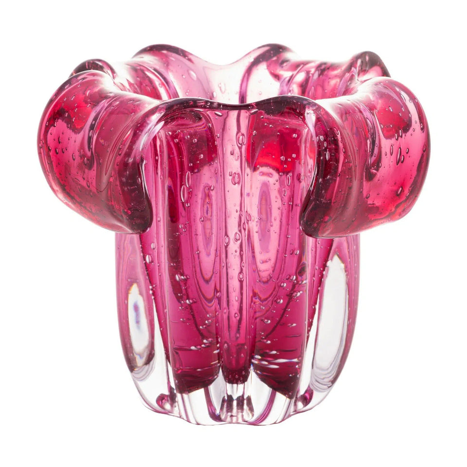 Vaso de Vidro Italy Murano Rosa 15x16cm