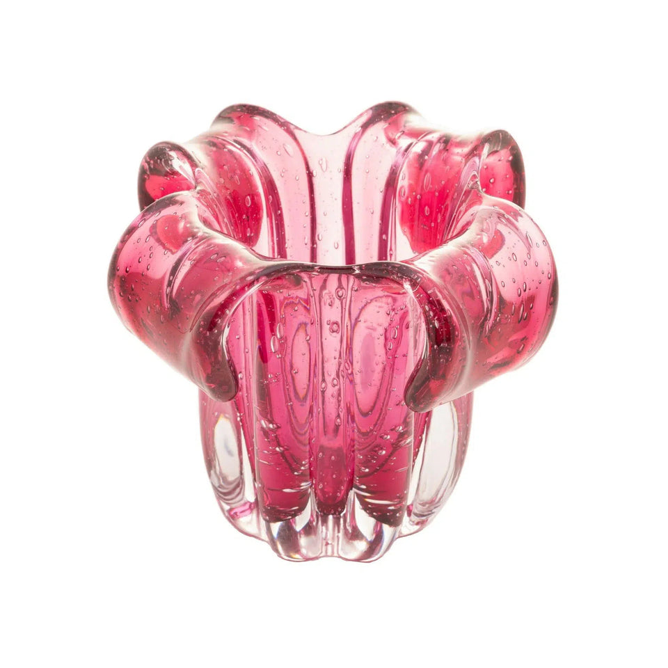 Vaso de Vidro Italy Murano Rosa 15x16cm