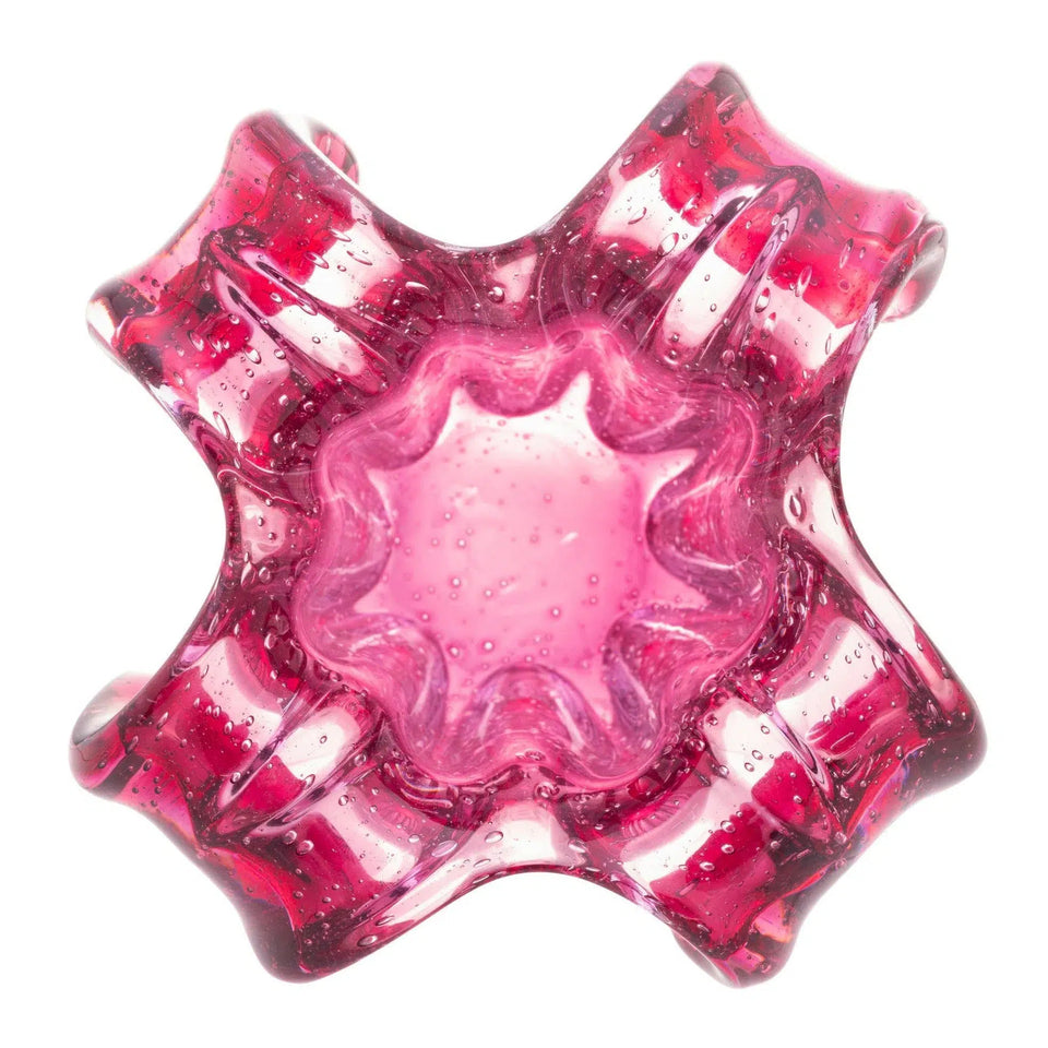 Vaso de Vidro Italy Murano Rosa 15x16cm