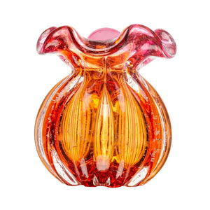 Vaso de Vidro Italy Murano Rosa com Ambar 10x11cm