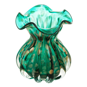 Vaso de Vidro Italy Murano Verde e Rosé 11,5x13cm