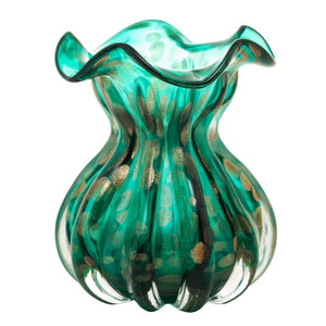 Vaso de Vidro Italy Murano Verde e Rosé 11,5x13cm