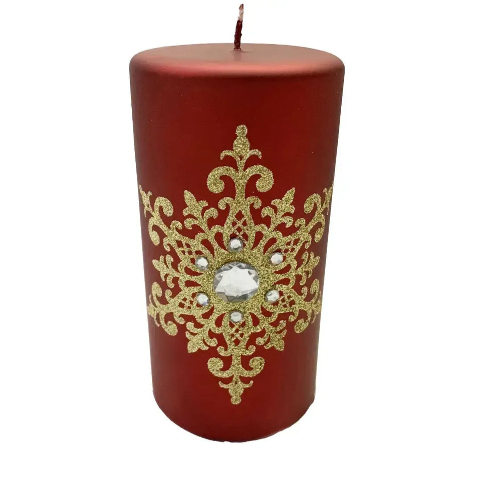 A Vela Decorativa Natal em Parafina Floco de Neve Vermelha