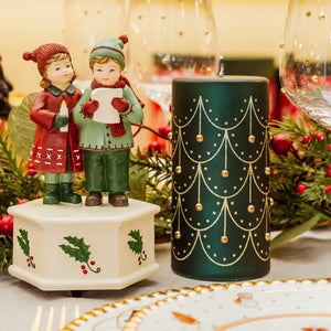 Vela Decorativa Natal Parafina Pérola Verde / Dourado 7,3x7,3x14,3cm