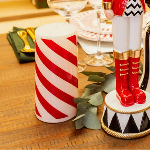 Vela Decorativa Natal Parafina Vermelha / Branca 7,3x7,3x14,3cm