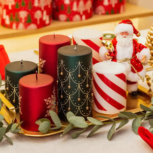 Vela Decorativa Natal Parafina Vermelha / Branca 7,3x7,3x9,4cm