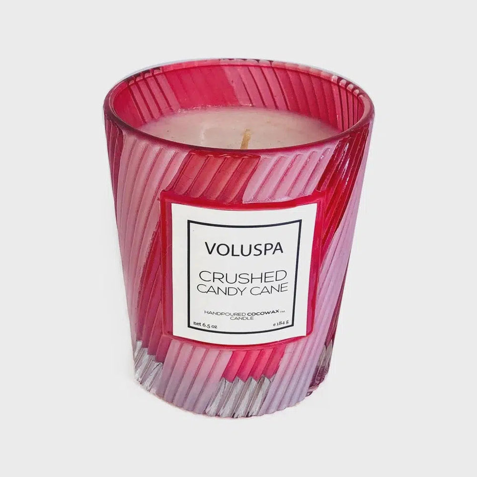 Vela Voluspa Copo de Vidro Clássico Crushed Candy Cane 40 Horas