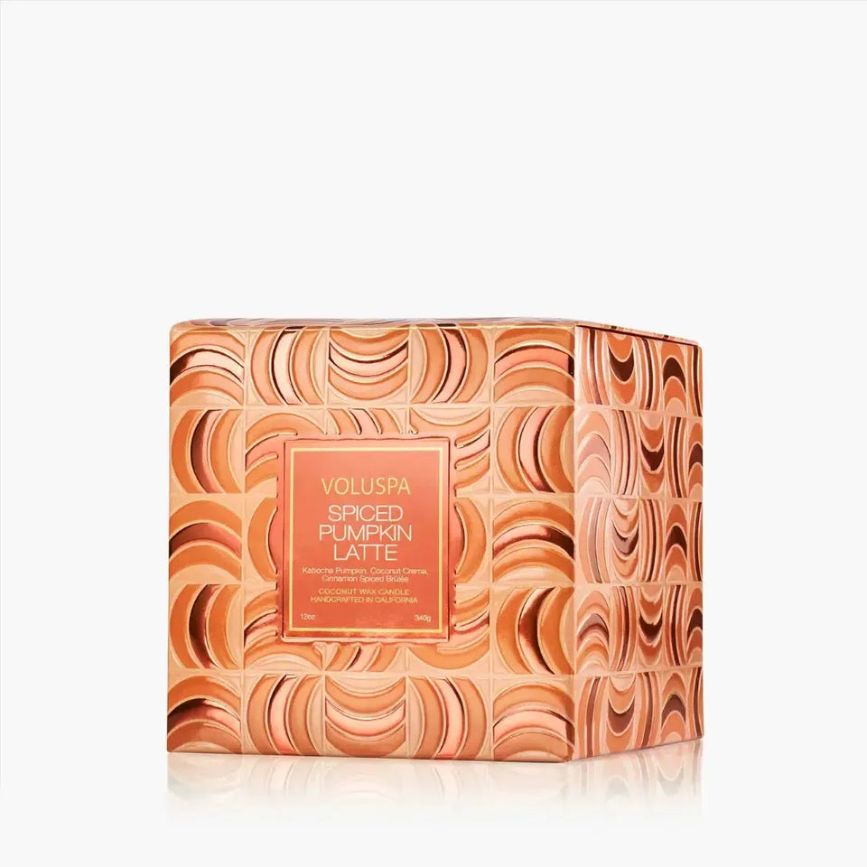 Vela Voluspa Copo de Vidro Clássico Spiced Pumpkin Latte 60 Horas