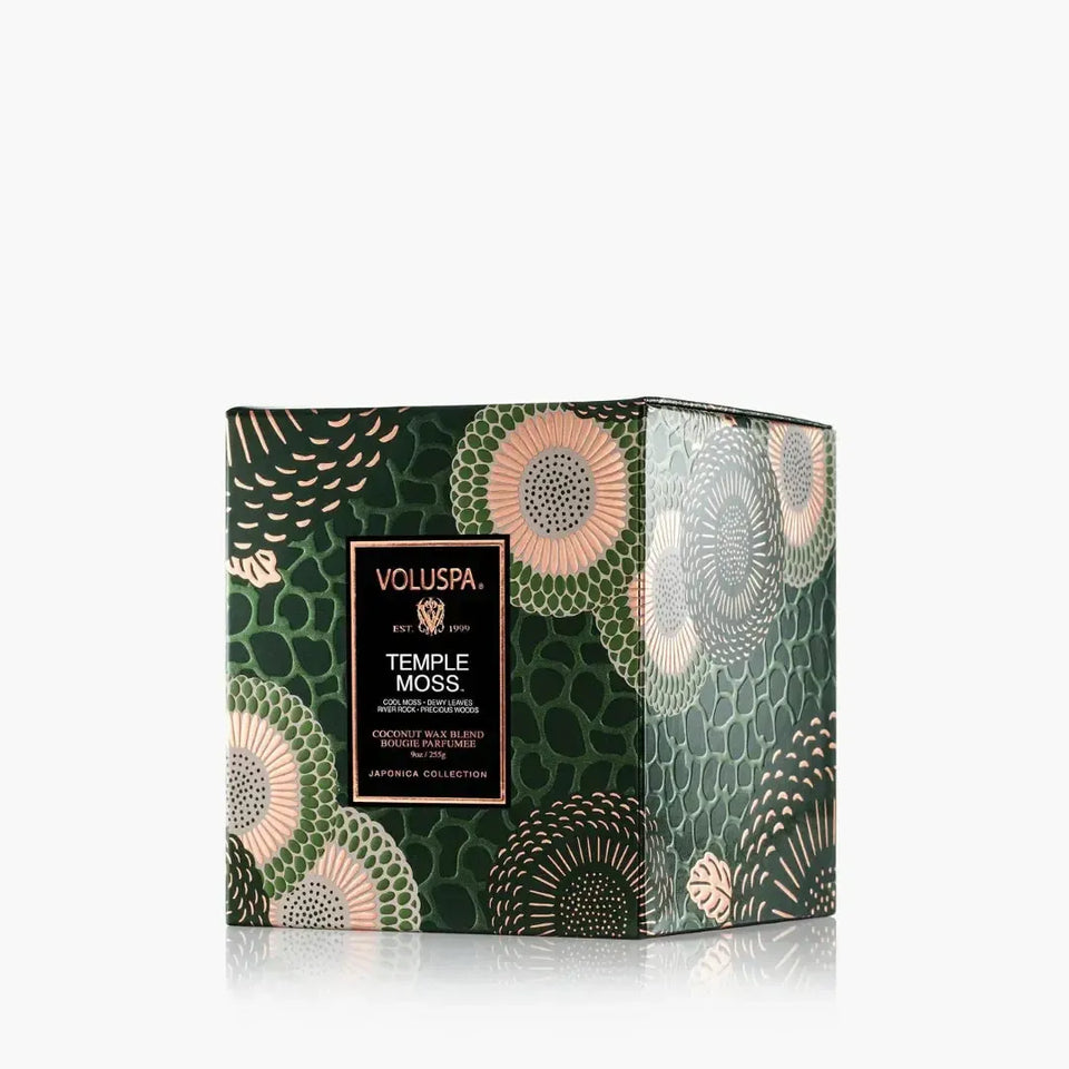 Vela Voluspa Copo de Vidro Clássico Temple Moss 60 Horas