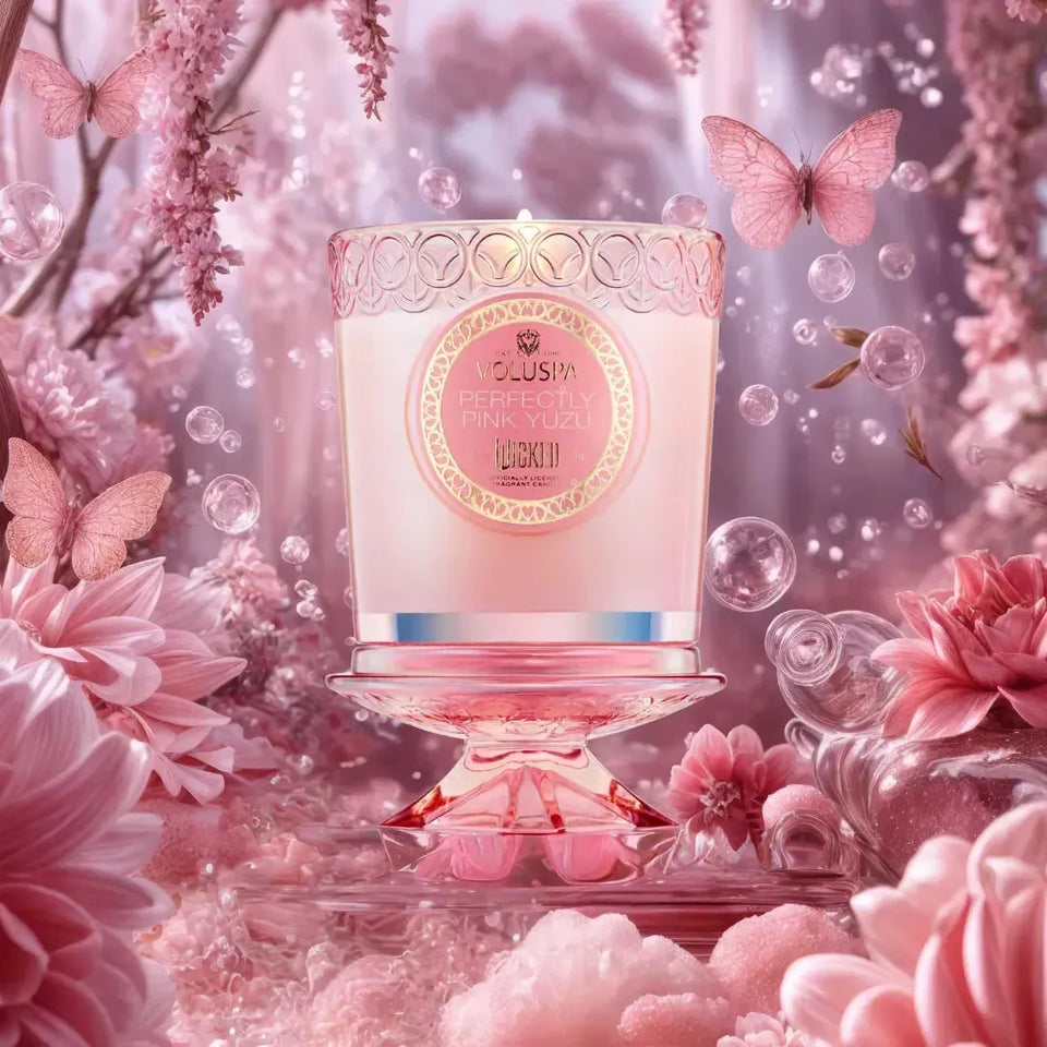 Vela Voluspa Copo de Vidro Perfectly Pink Yuzu 60 Horas