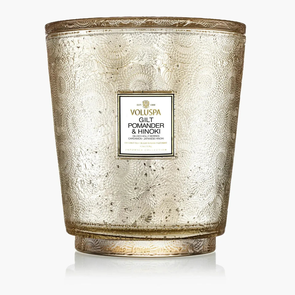 Vela Voluspa Pote de Vidro 5 Pavios Gilt Pomander e Hinoki 250 Horas